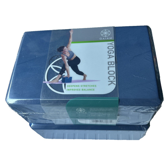 Lot Of 2 Yoga Blocks by Gaiam Workout Pilates Blue Sealed - Picture 1 of 6